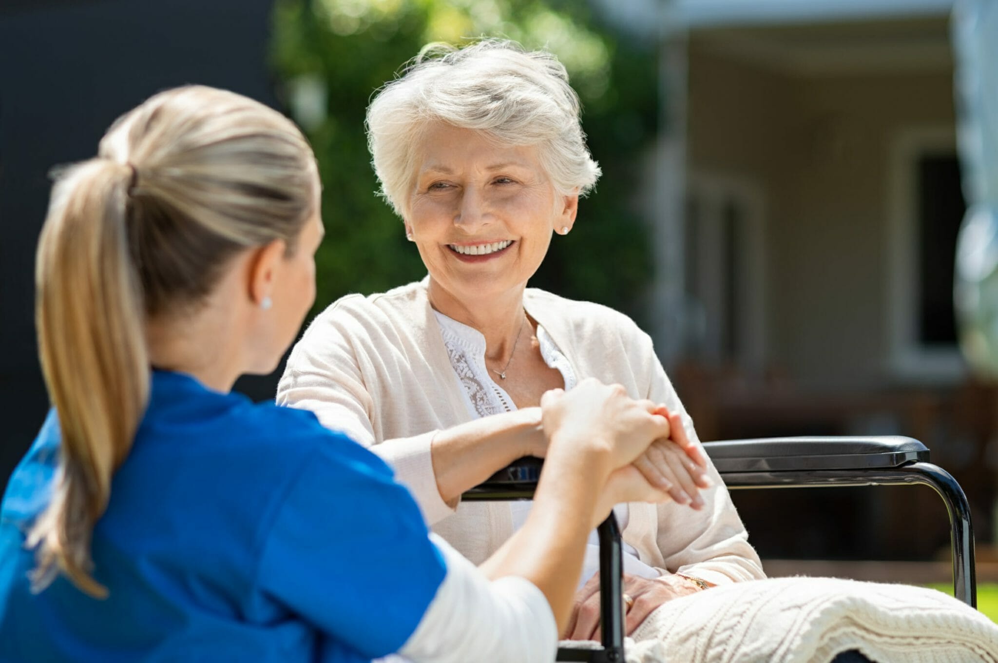 Nurse takes care of elderly patient